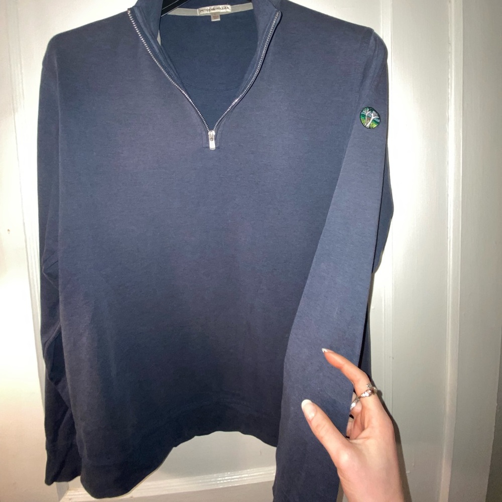EKWANOK Country Club Peter Millar Quarter Zip Pullover Blue Large